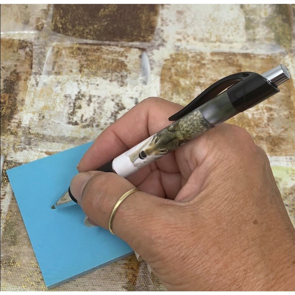 Gray Wolf Writing Ink Pen with blue ink